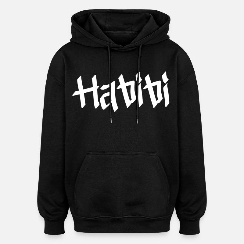 Ha - Sweat à capuche oversize unisexe - noir