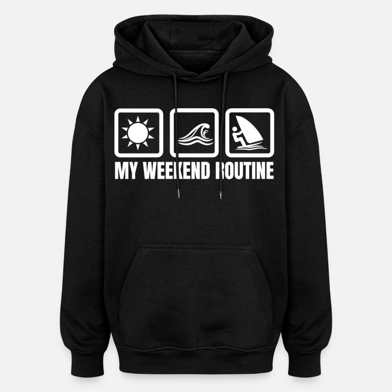 Ma routine du week-end - Sweat à capuche oversize unisexe - noir