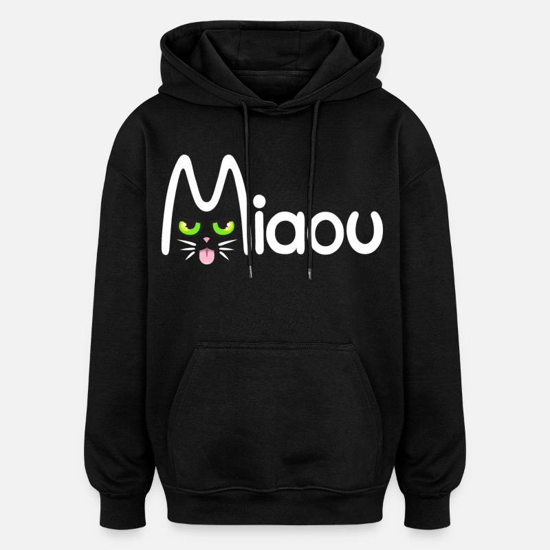 Miaou typographique - Sweat à capuche oversize unisexe - noir