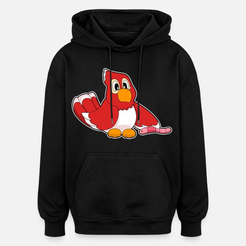 Ver perroquet - Sweat à capuche oversize unisexe - noir
