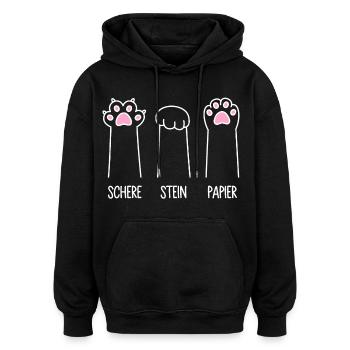 Katze Pfote Katzenpfoten Spiel Schere Stein Papier - Oversized Unisex Hoodie - Schwarz - Vorne - Noah (186cm)