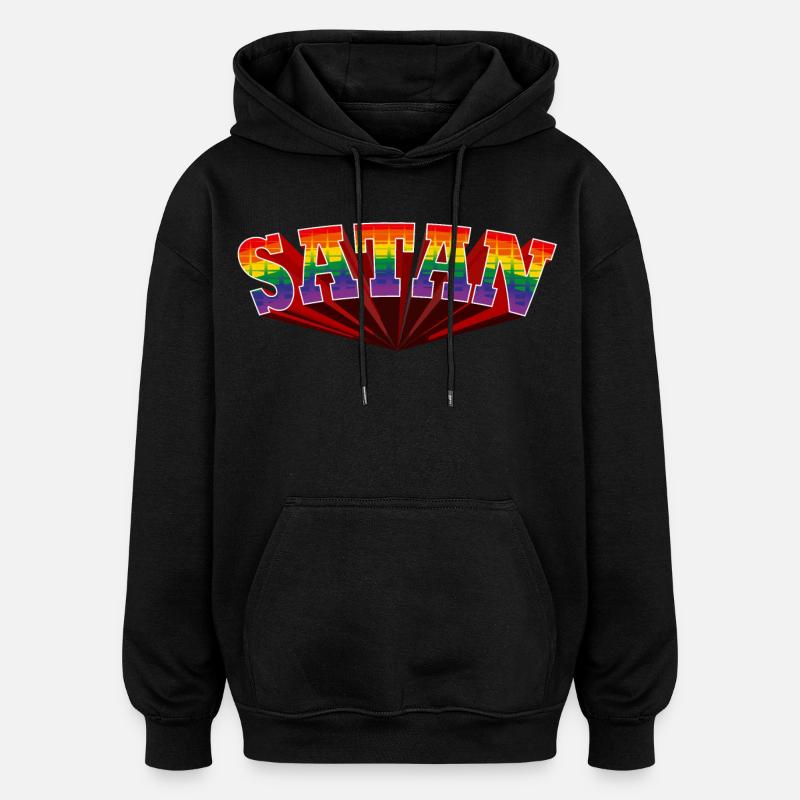 Satan Regenbogen Text - Oversized Unisex Hoodie - Schwarz