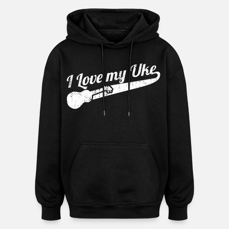 J’aime mon Uke - Sweat à capuche oversize unisexe - noir