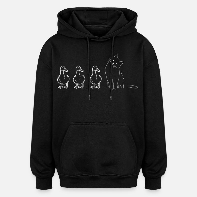 Animaux mignons canards et chat - Sweat à capuche oversize unisexe - noir