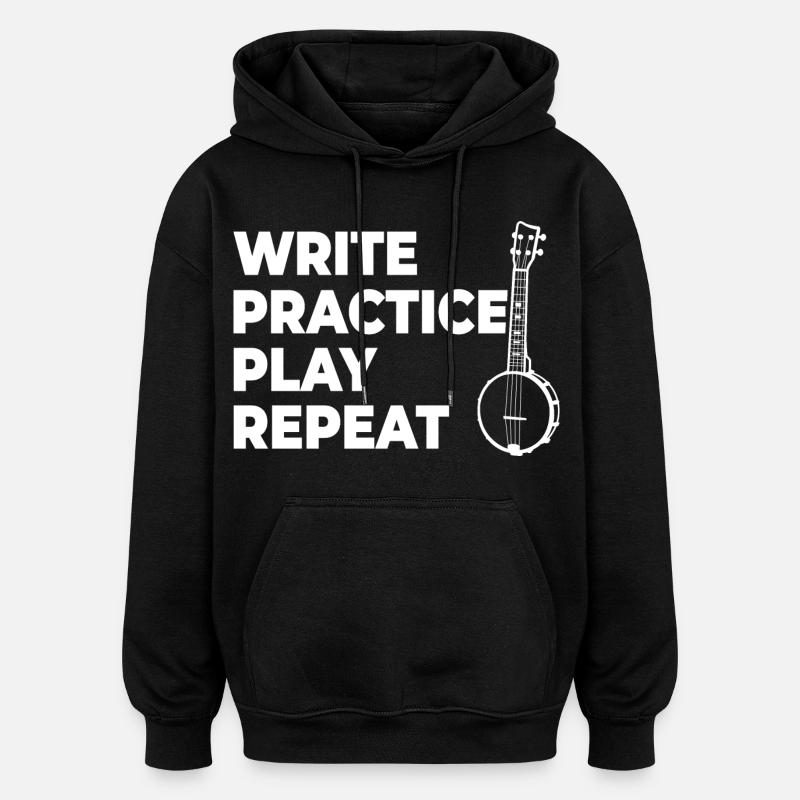 Writing, practicing, playing, repeating - Oversized Unisex Hoodie - black
