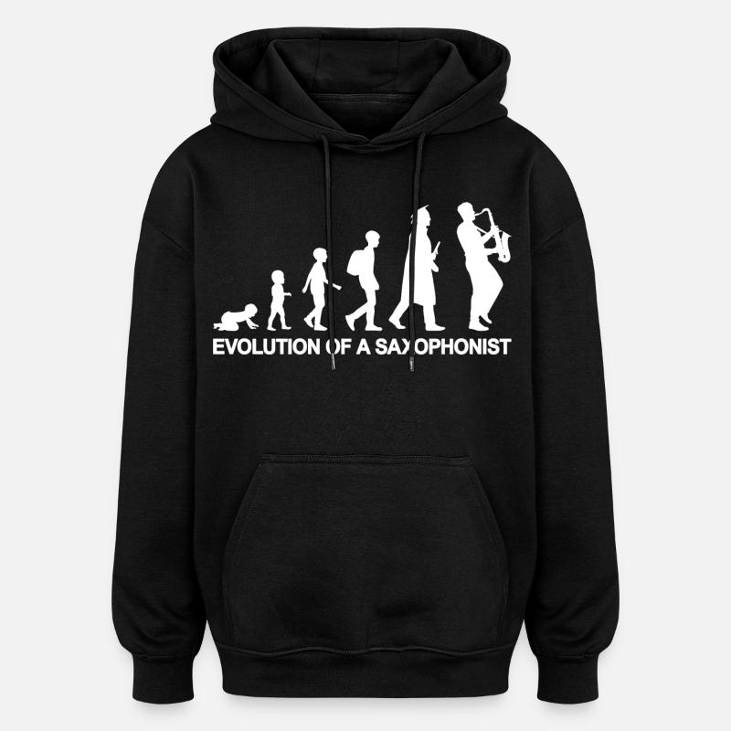 Évolution d’un saxophoniste - Sweat à capuche oversize unisexe - noir