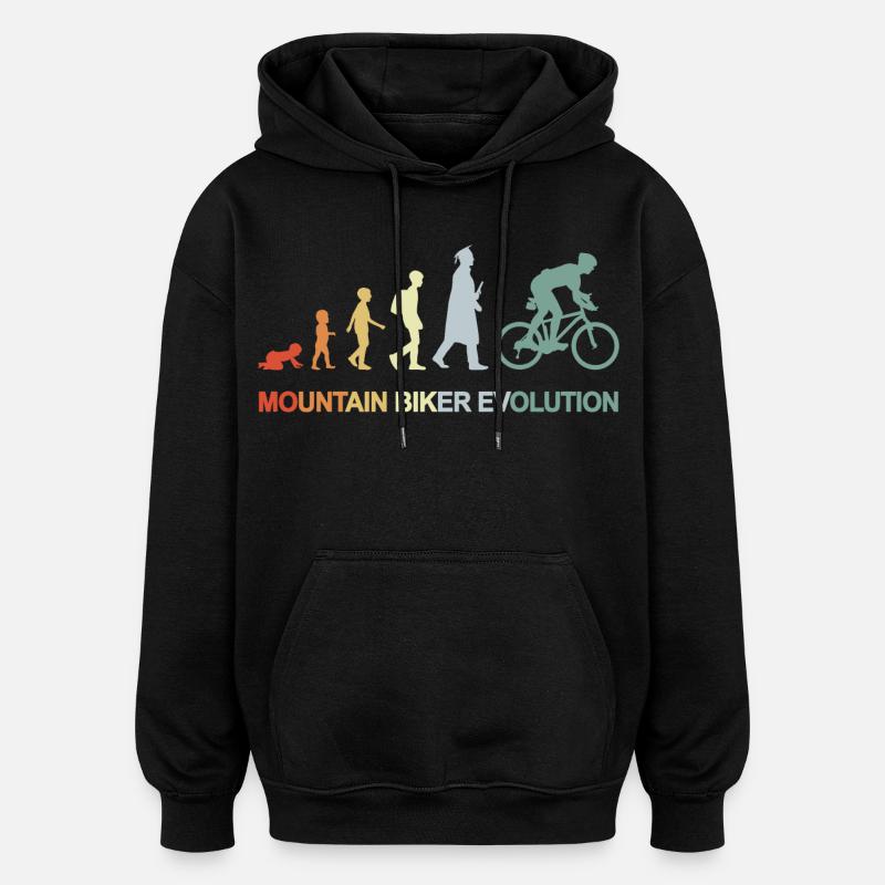 Évolution du vététiste - Sweat à capuche oversize unisexe - noir