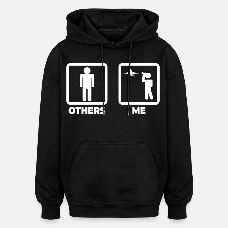 Planespotter Strichmännchen - Oversized Unisex Hoodie - Schwarz