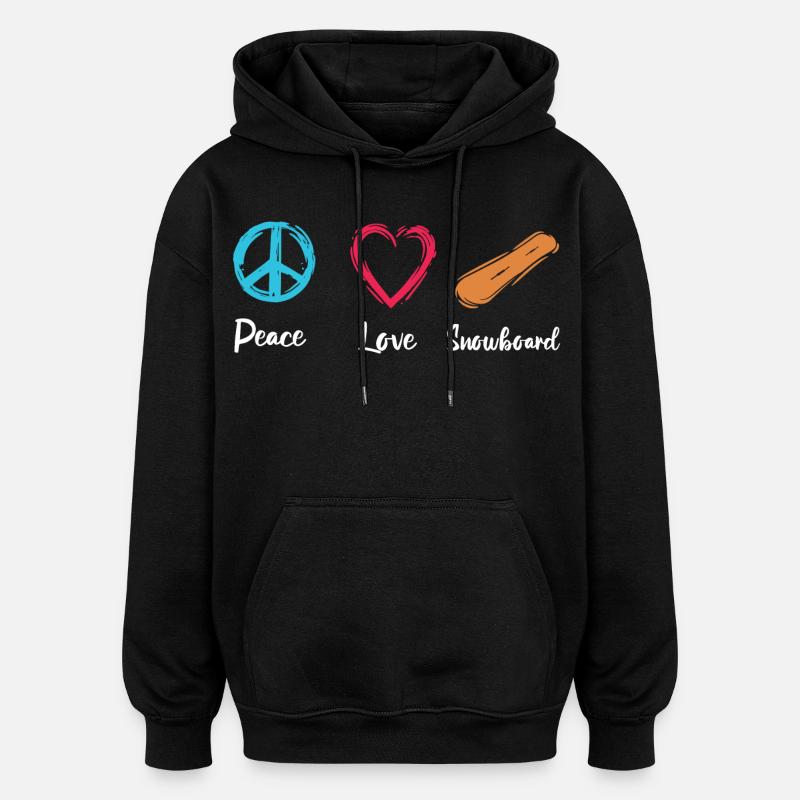 Peace Love Snowboard - Sweat à capuche oversize unisexe - noir