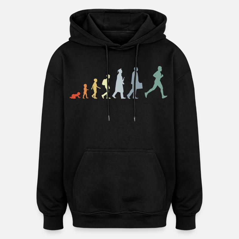 Évolution du coureur - Sweat à capuche oversize unisexe - noir