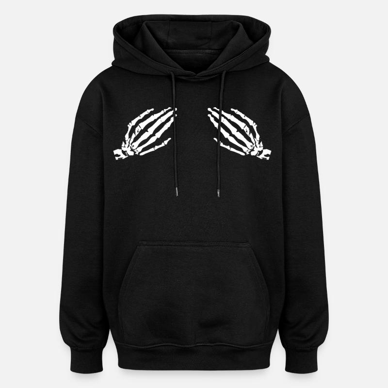 Main de squelette - Sweat à capuche oversize unisexe - noir