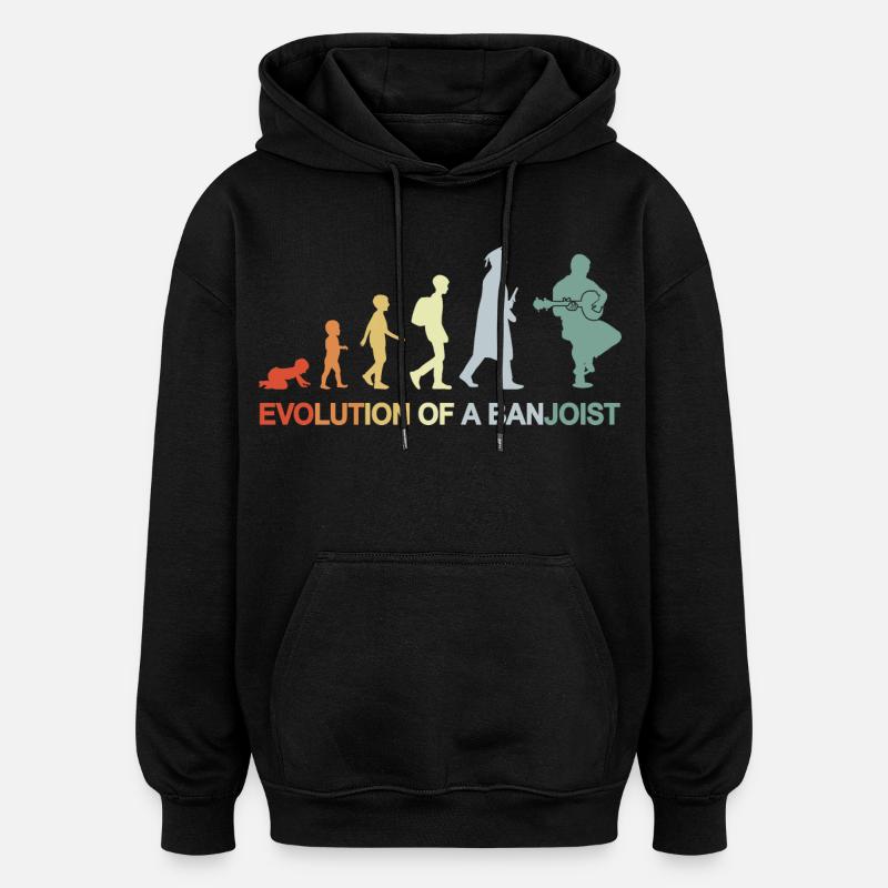 Évolution du joueur de banjo - Sweat à capuche oversize unisexe - noir