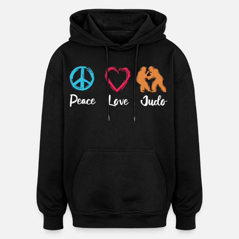 Paix Amour Judo - Sweat à capuche oversize unisexe - noir