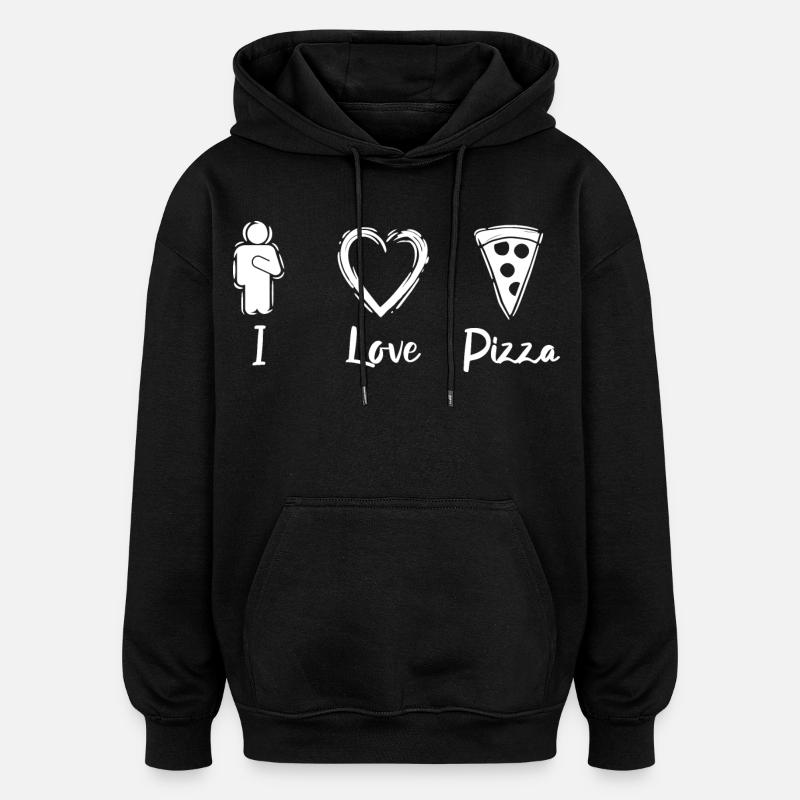 J’adore la pizza - Sweat à capuche oversize unisexe - noir