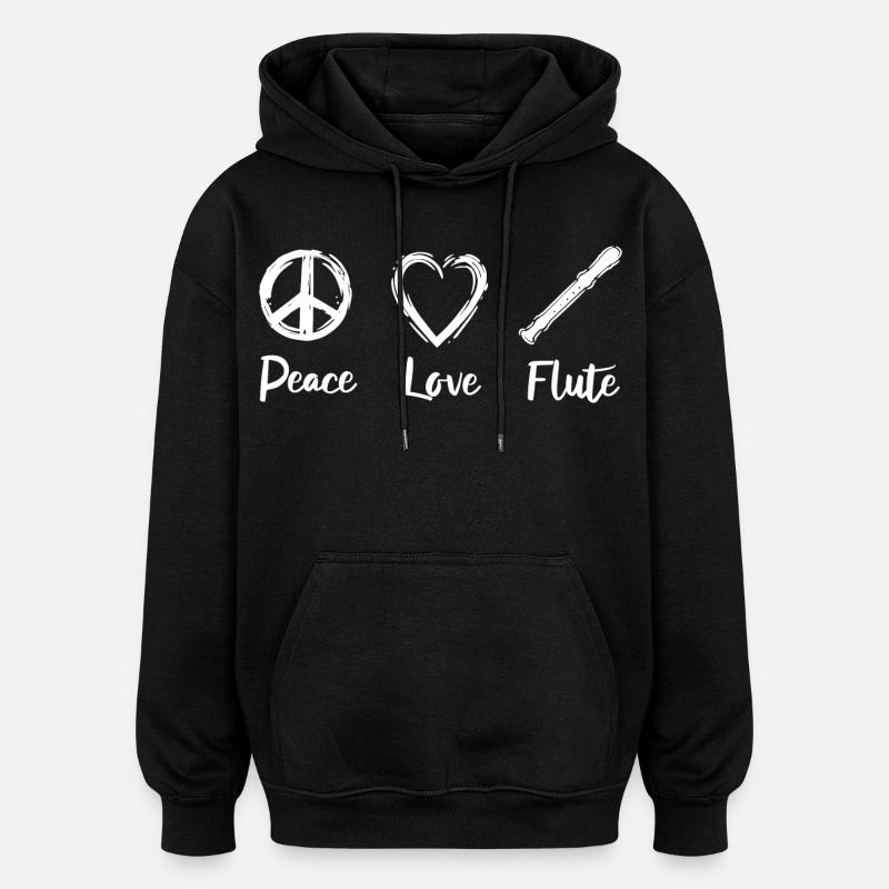 Flûte Peace Love - Sweat à capuche oversize unisexe - noir