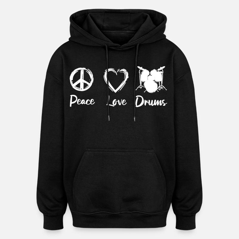 Tambours d’amour de paix - Sweat à capuche oversize unisexe - noir