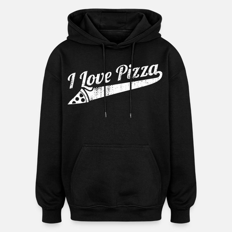 J’adore la pizza - Sweat à capuche oversize unisexe - noir