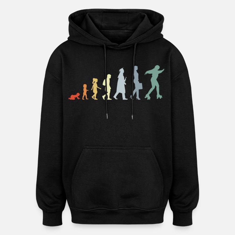 Roller Skater Evolution - Oversized Unisex Hoodie - black