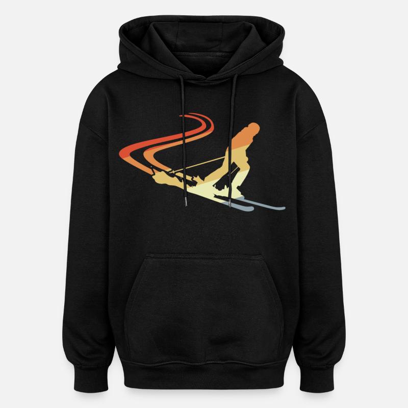 Funny Skier Drawing - Oversized Unisex Hoodie - black