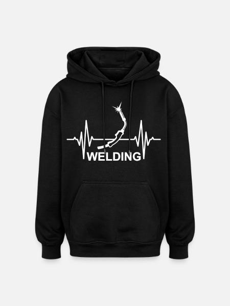 Welding Heartbeat - Oversized Unisex Hoodie - black