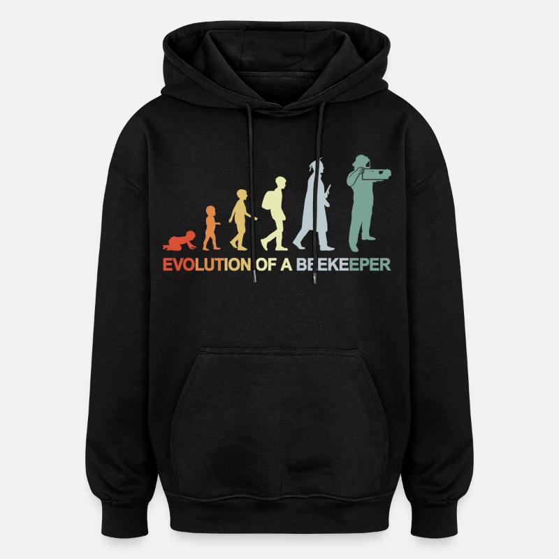 Évolution de l’apiculteur - Sweat à capuche oversize unisexe - noir