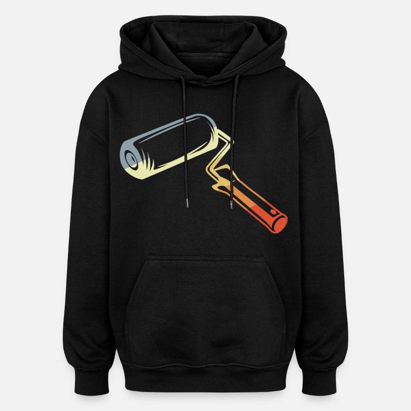 Retro Painter's Scroll Sketch - Oversized Unisex Hoodie - black
