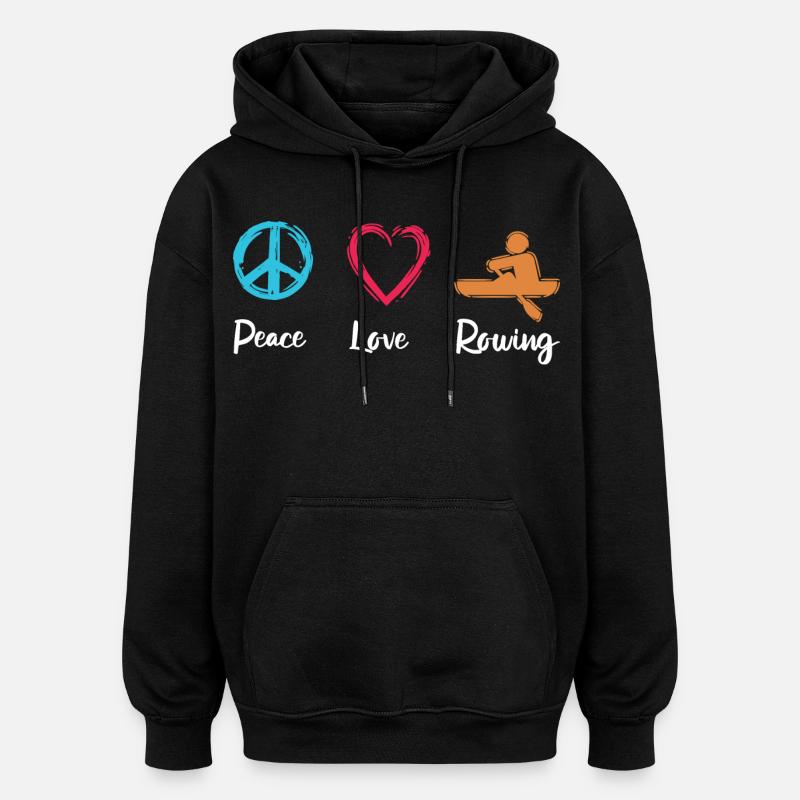 Paix, Amour, Aviron - Sweat à capuche oversize unisexe - noir