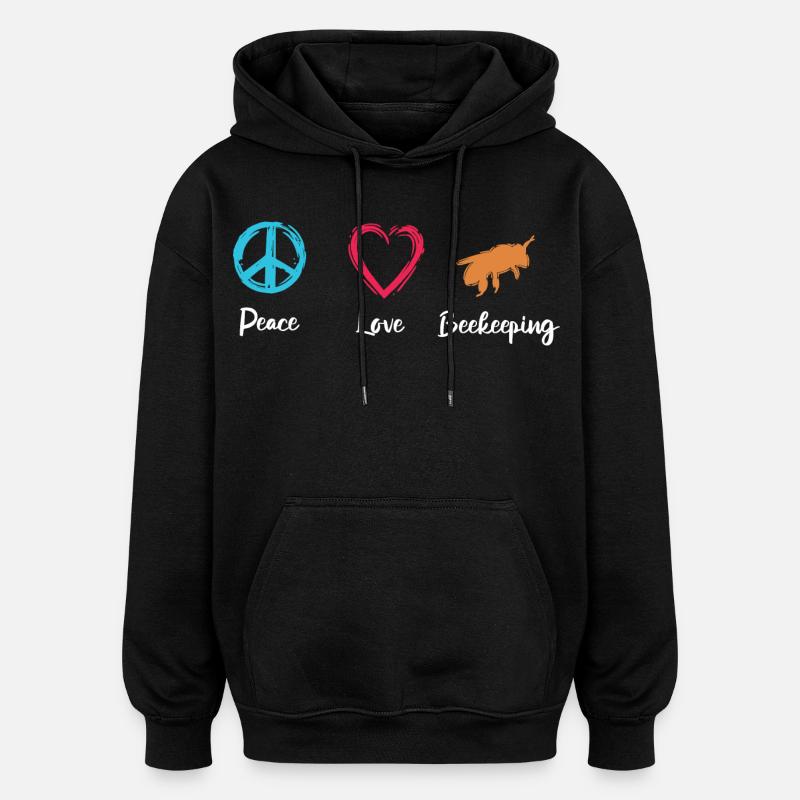 Paix Amour Apiculture - Sweat à capuche oversize unisexe - noir