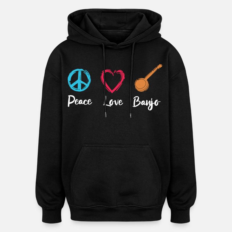 Banjo Paix Amour - Sweat à capuche oversize unisexe - noir