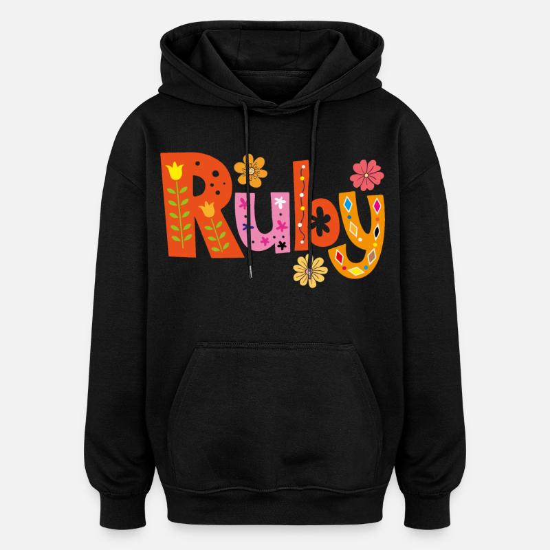 Personalisierter Ruby-Name - Oversized Unisex Hoodie - Schwarz