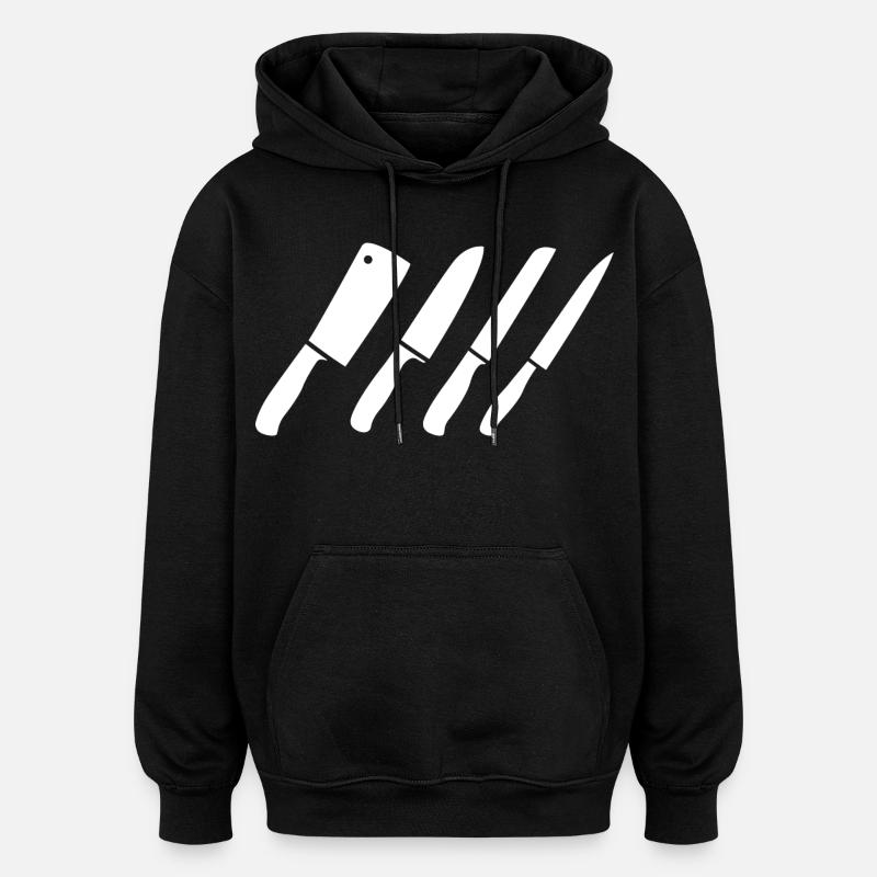 Dessin au couteau - Sweat à capuche oversize unisexe - noir