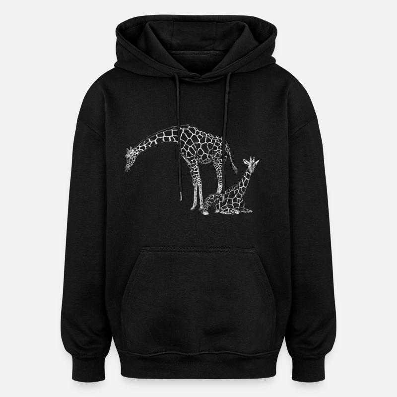 Girafes - Sweat à capuche oversize unisexe - noir