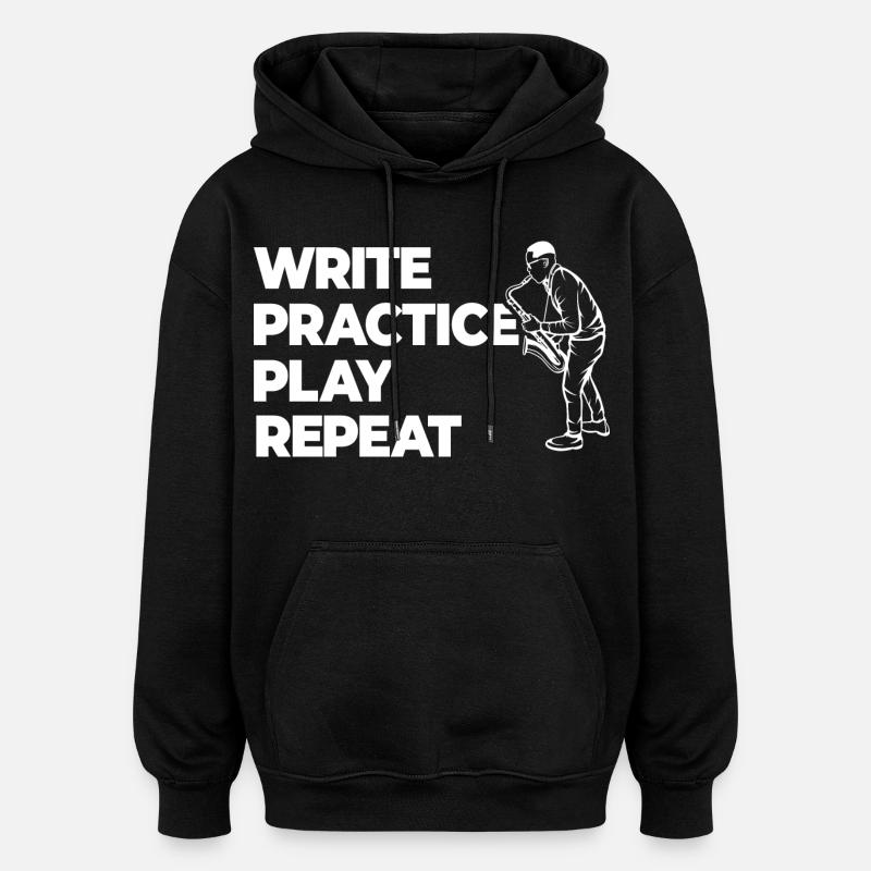 Writing, practicing, playing, repeating - Oversized Unisex Hoodie - black