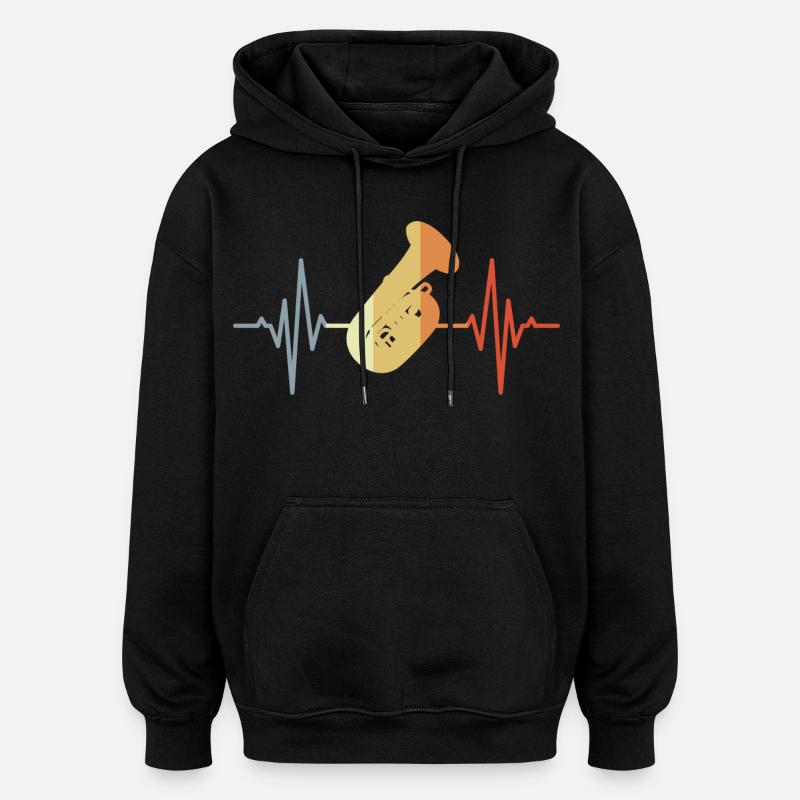 Battement de cœur du tuba - Sweat à capuche oversize unisexe - noir