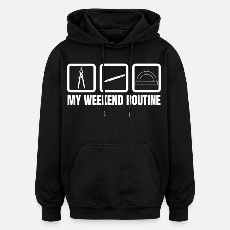 Architekt Wochenendroutine - Oversized Unisex Hoodie - Schwarz