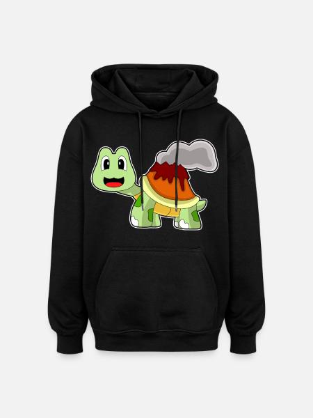 Turtle Volcano - Oversized Unisex Hoodie - black