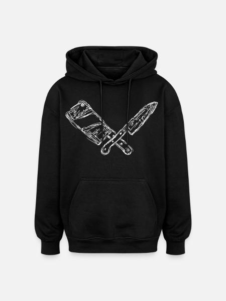 Messer und Hackbeil Skizze - Oversized Unisex Hoodie - Schwarz
