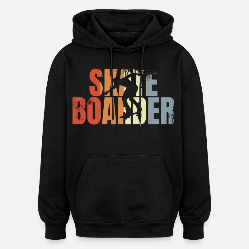 Skateboarder rétro - Sweat à capuche oversize unisexe - noir