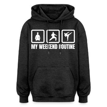 Karate Weekend - Oversized Unisex Hoodie - charcoal grey - Front - Noah (186cm)