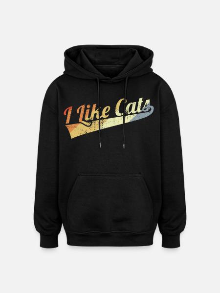 I Like Cats - Oversized Unisex Hoodie - Schwarz