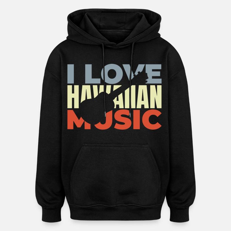 Musique hawaïenne - Sweat à capuche oversize unisexe - noir