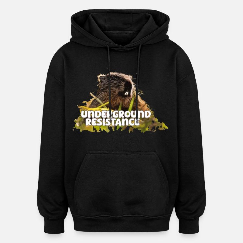 Murmeltier Underground Resistance 2024 - Oversized Unisex Hoodie - Schwarz