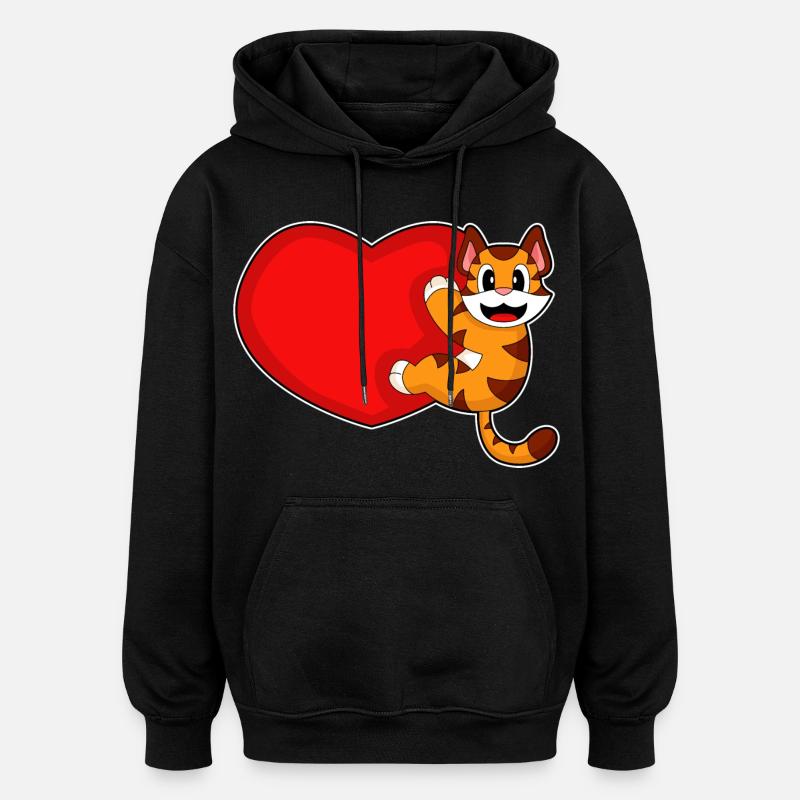 Tiger Heart - Oversized Unisex Hoodie - black