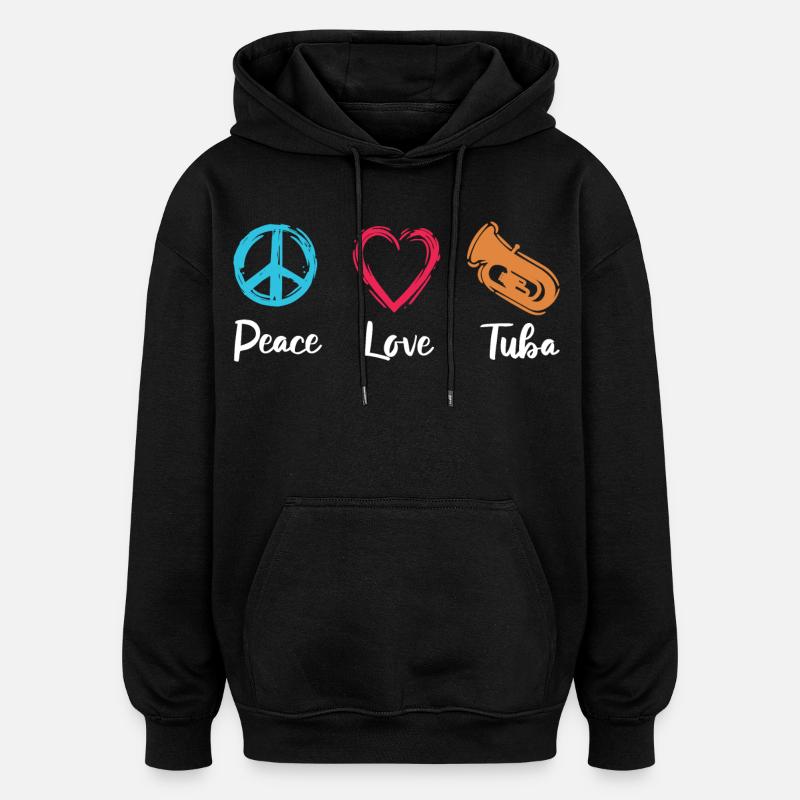 Tuba Paix Amour - Sweat à capuche oversize unisexe - noir