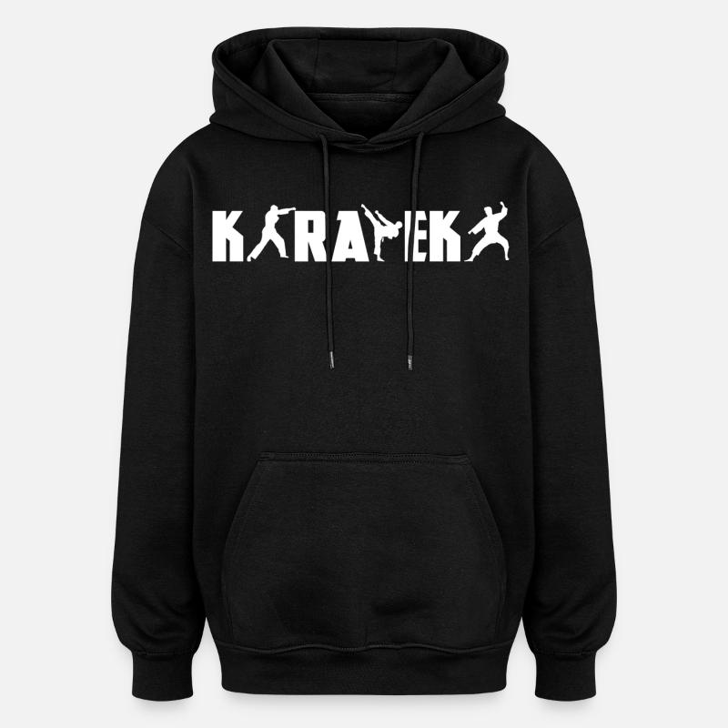 Karatéka drôle - Sweat à capuche oversize unisexe - noir