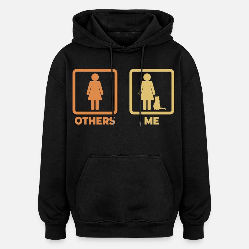 Figurine bâton d’amant de chat - Sweat à capuche oversize unisexe - noir