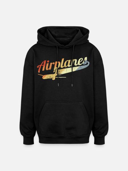Retro Airplanes - Oversized Unisex Hoodie - black