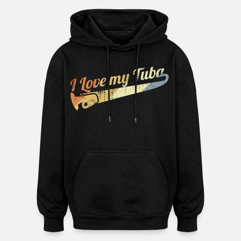 J’adore le tuba - Sweat à capuche oversize unisexe - noir