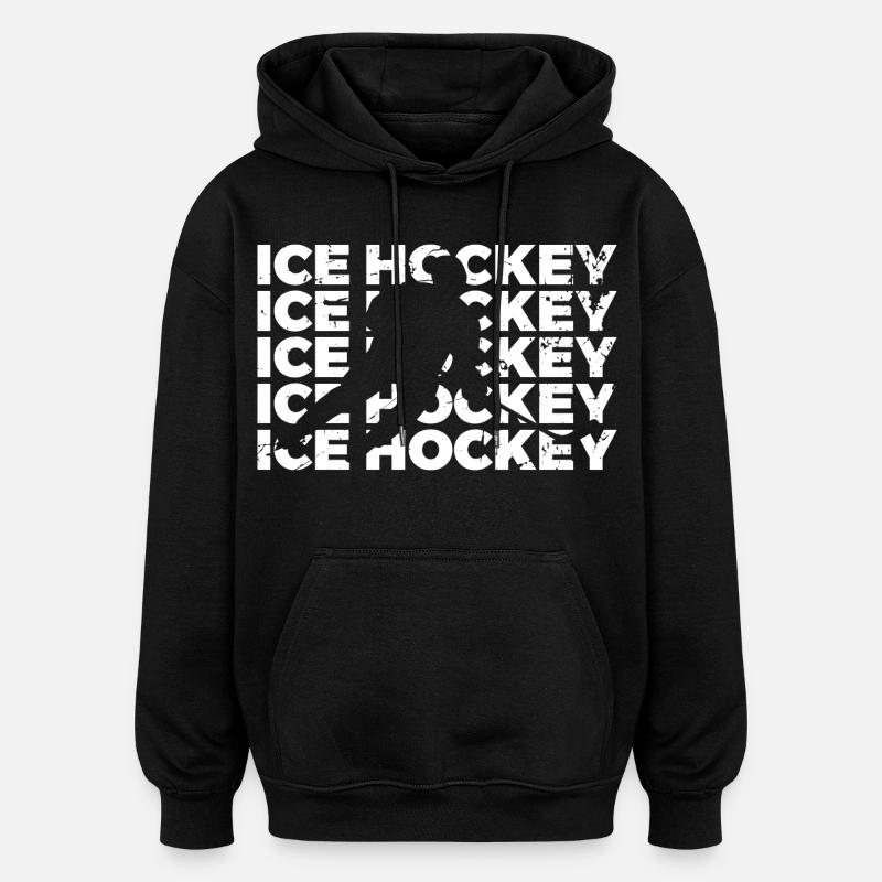 Hockey sur glace - Sweat à capuche oversize unisexe - noir
