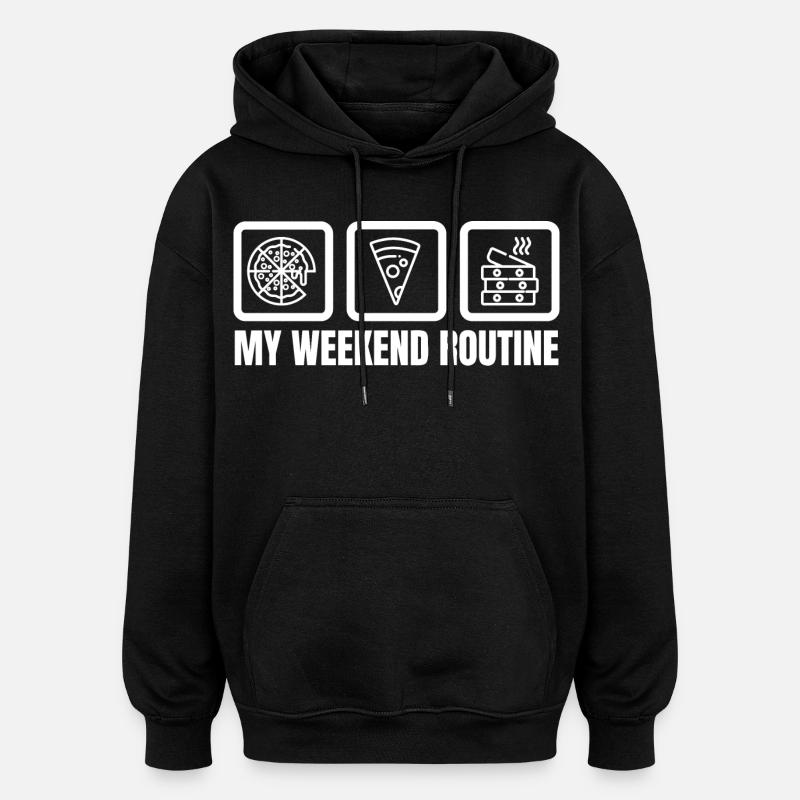 Meine Wochenendroutine - Oversized Unisex Hoodie - Schwarz